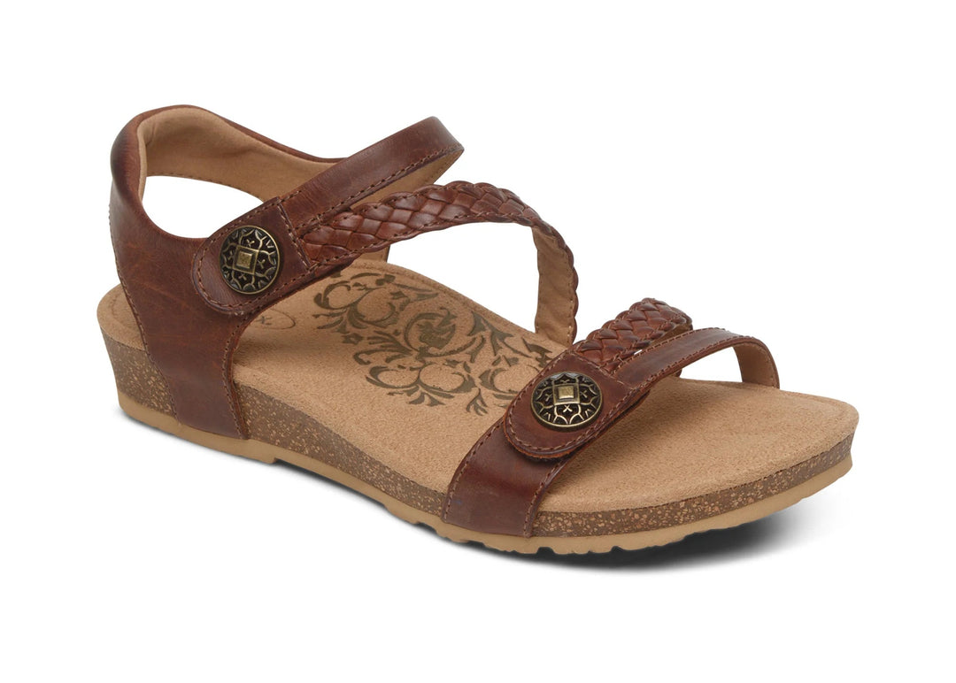 aetrex jillian braided quarter strap women's | walnut