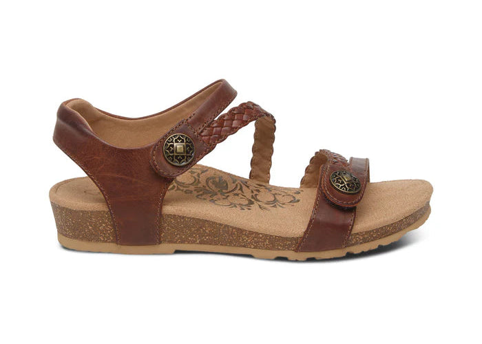 aetrex jillian braided quarter strap women's | walnut