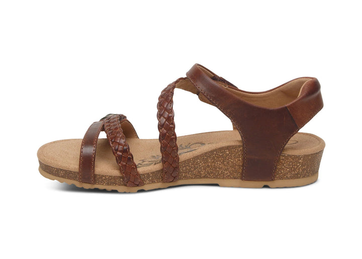 aetrex jillian braided quarter strap women's | walnut