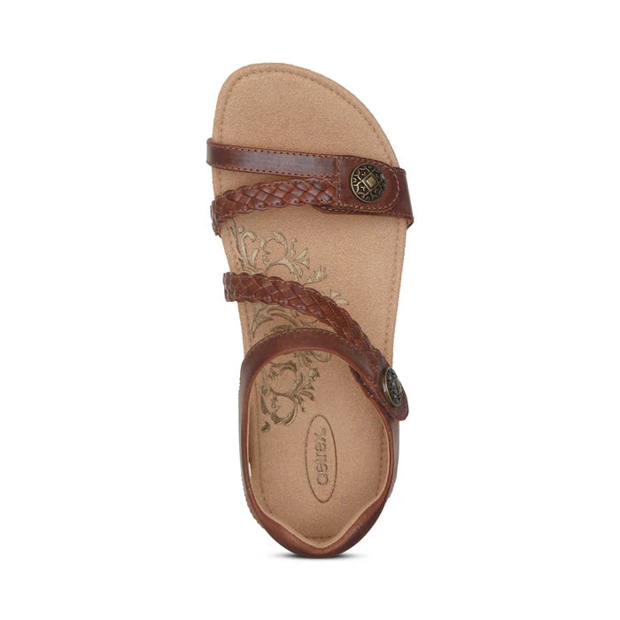 aetrex jillian braided quarter strap women's | walnut