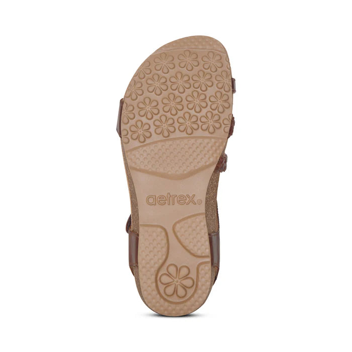 aetrex jillian braided quarter strap women's | walnut