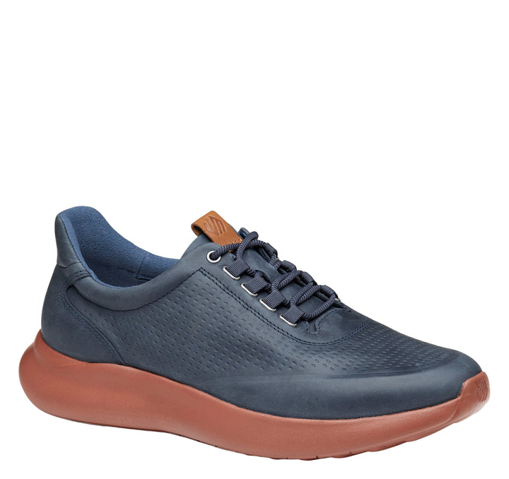 johnston murphy amherst 2.0 embossed u-throat men's | navy oiled full grain