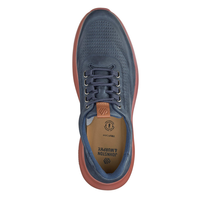 johnston murphy amherst 2.0 embossed u-throat men's | navy oiled full grain