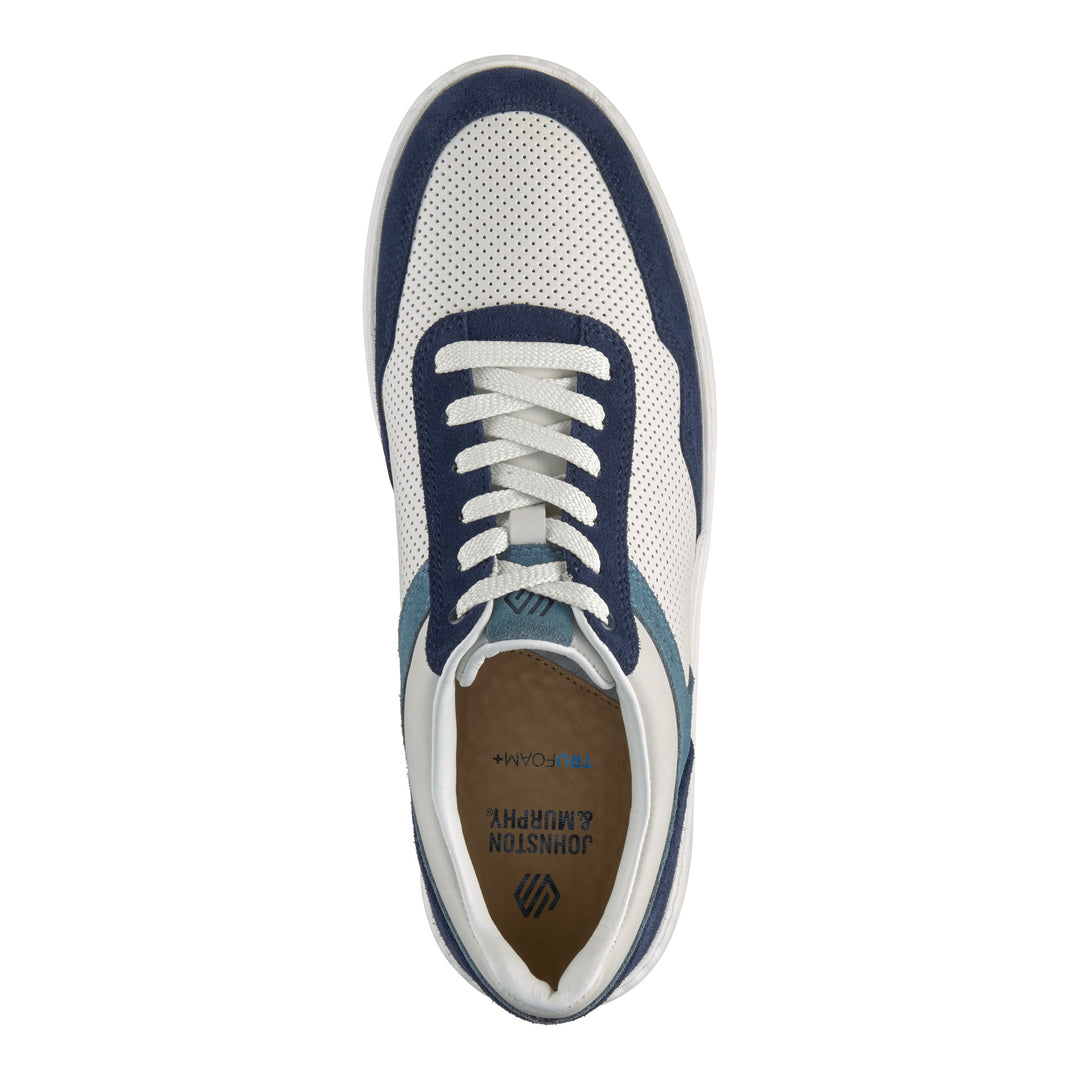 johnston & murphy dawson moc toe u-throat men's | white blue navy