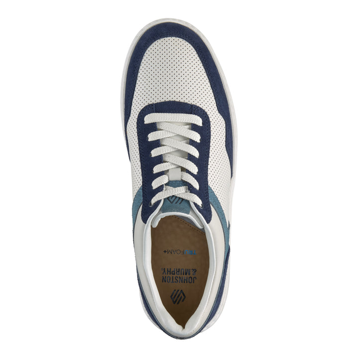johnston & murphy dawson moc toe u-throat men's | white blue navy