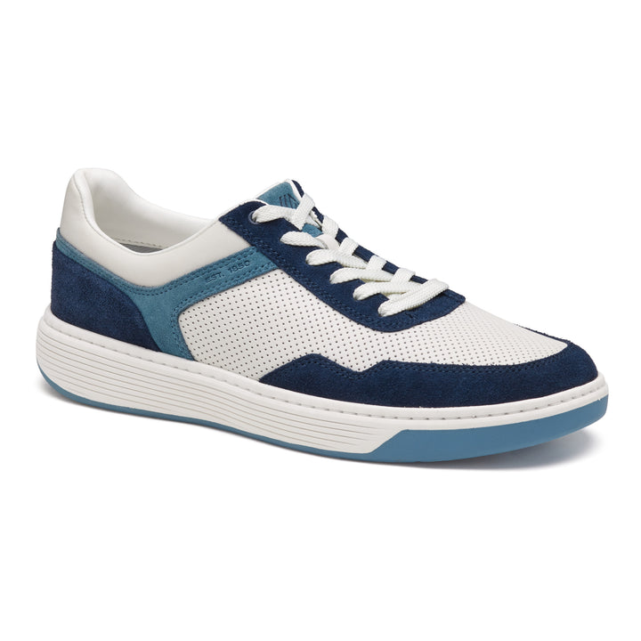 johnston & murphy dawson moc toe u-throat men's | white blue navy