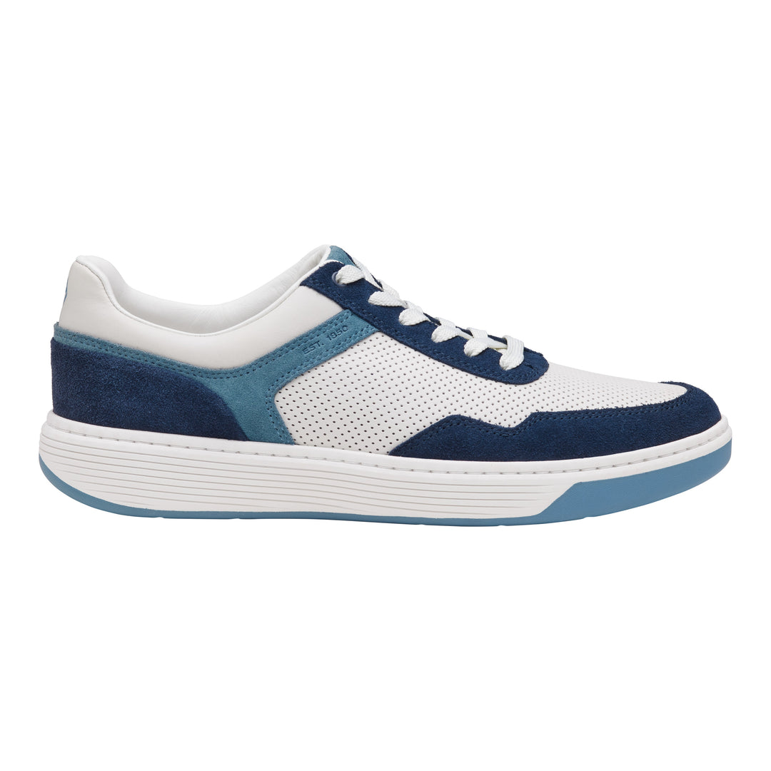 johnston & murphy dawson moc toe u-throat men's | white blue navy