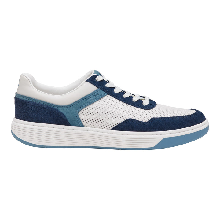 johnston & murphy dawson moc toe u-throat men's | white blue navy