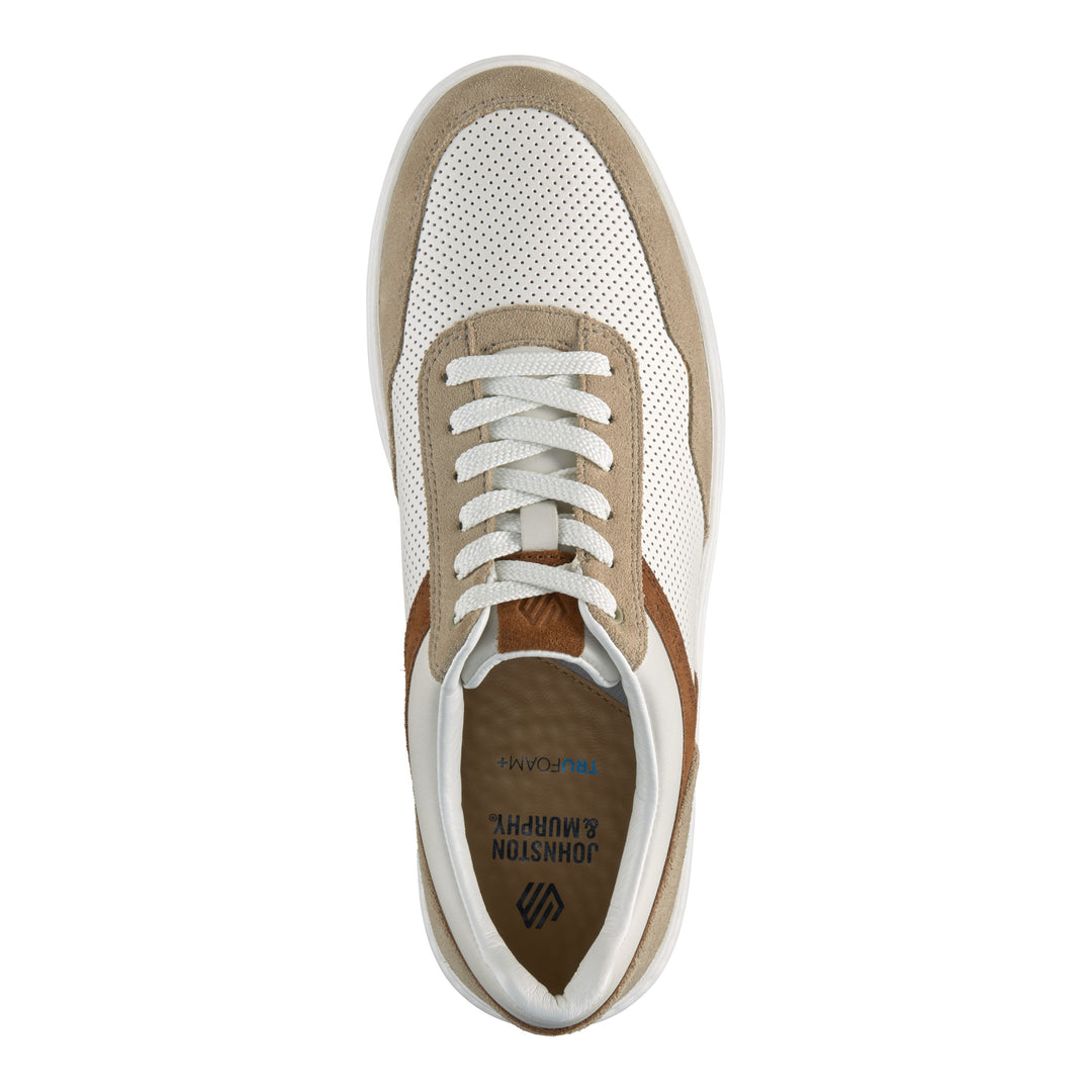 johnston & murphy dawson moc toe u-throat men's | white taupe