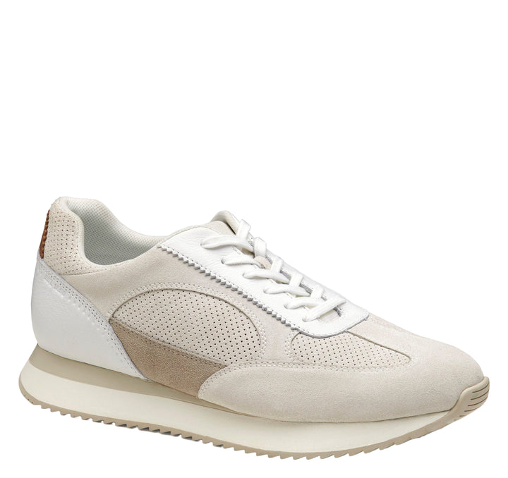 johnston & murphy chase perfed t-toe men's | white suede