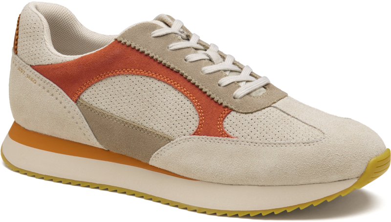 johnston murphy chase perfed t-toe men's | taupe/beige/rust suede