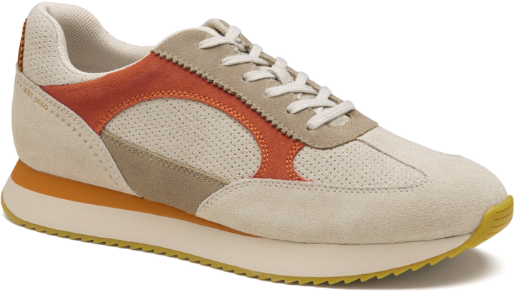 johnston murphy chase perfed t-toe men's | taupe/beige/rust suede