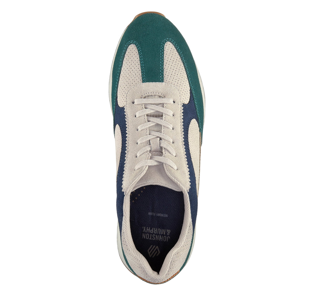 johnston & murphy chase perfed t-toe men's | green/beige/navy suede