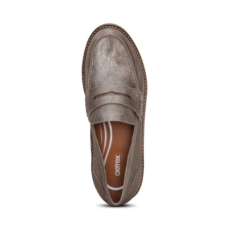 aetrex collette arch support women's | brushed silver
