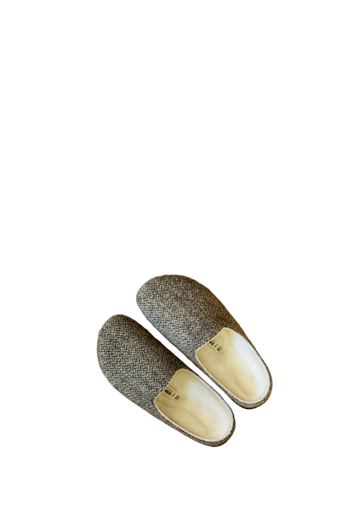 birkenstock amsterdam shearling women's | herringbone gray natural