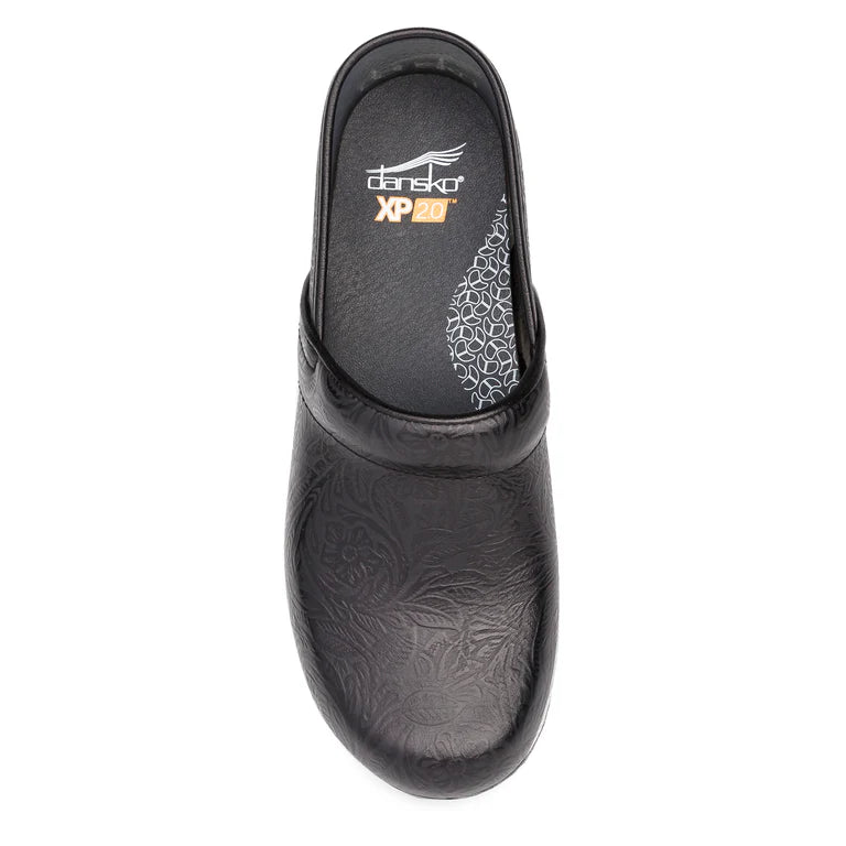 dansko xp 2.0 wide women's | black tooled floral
