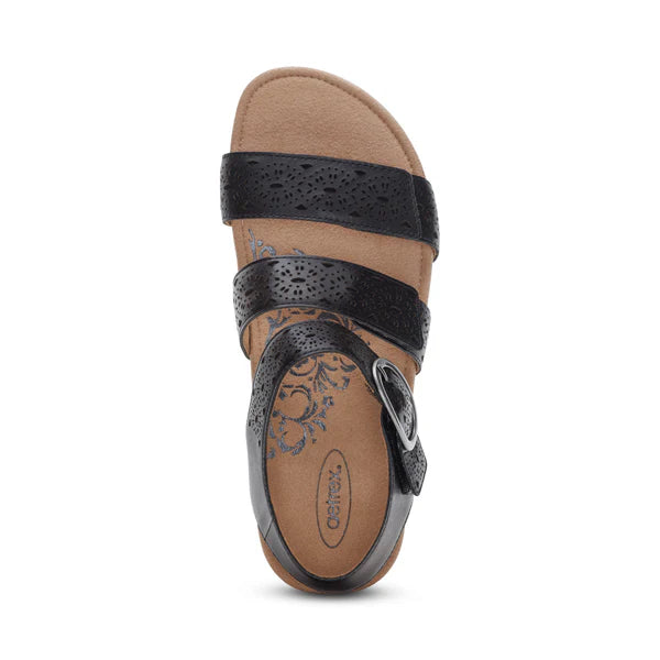 aetrex lily adjustable quarter strap women's | black
