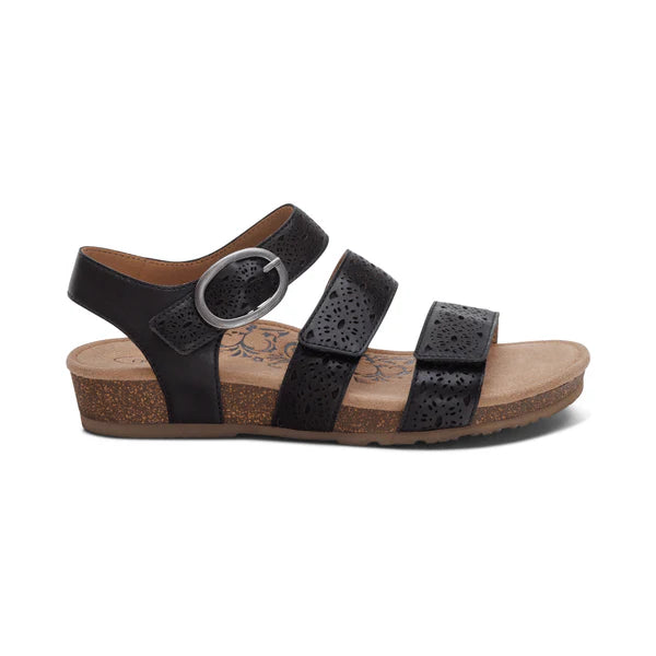 aetrex lily adjustable quarter strap women's | black