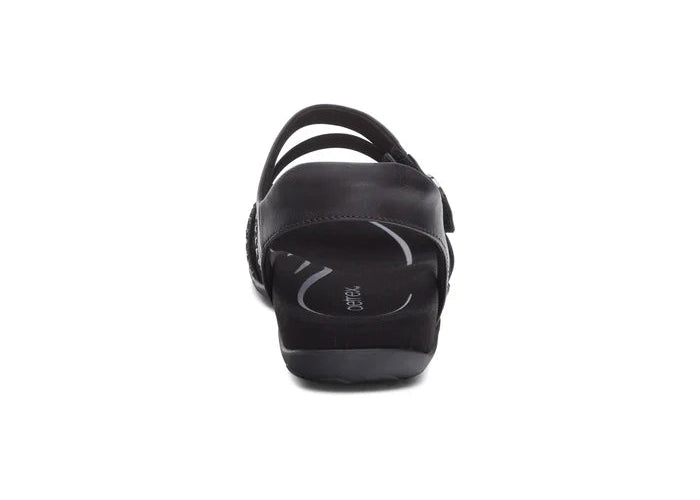 aetrex jess adjustable quarter strap women's | black sparkle