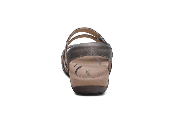 aetrex jess adjustable quarter strap women's | pewter sparkle