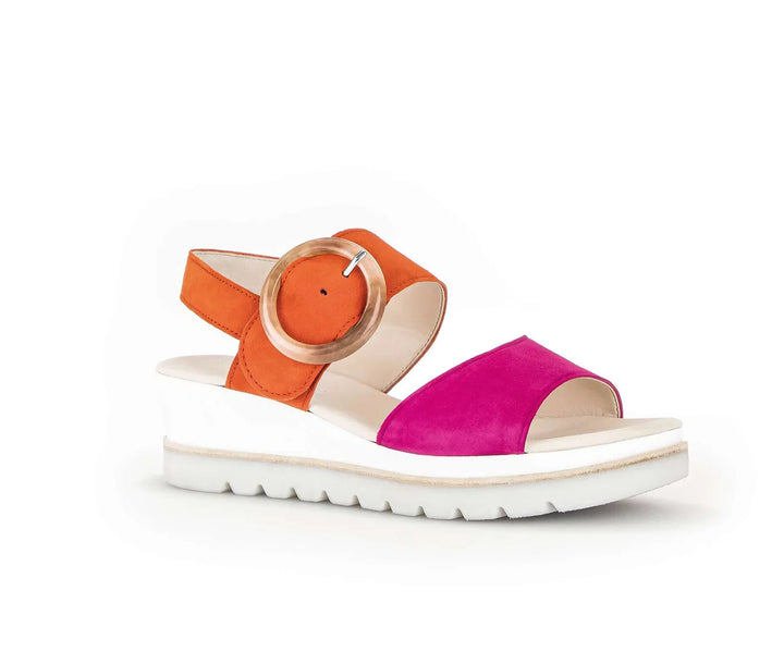 gabor ankle strap wedge sandal women's | pink/orange