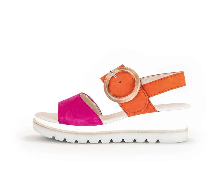 gabor ankle strap wedge sandal women's | pink/orange