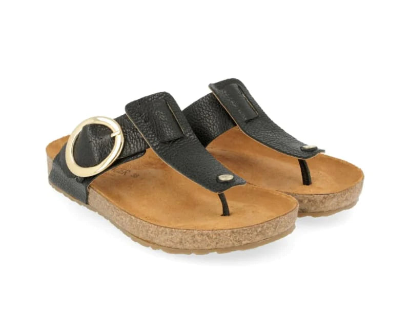 haflinger round buckle corinna women's | black pebble