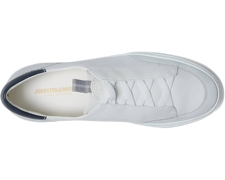 johnston & murphy anson stretch lace to toe men's | white suede