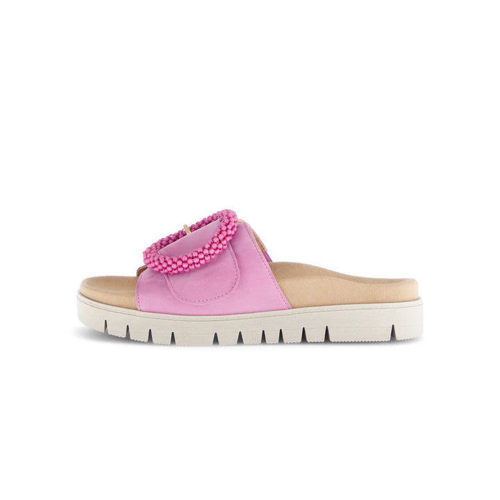 gabor circle buckle slide women's | soft pink