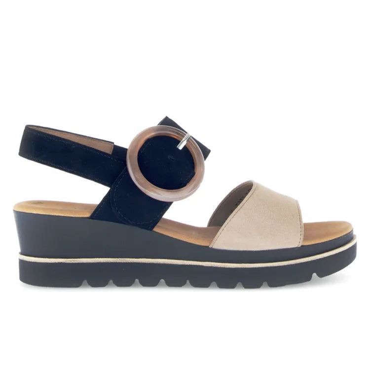 gabor ankle strap wedge sandal women's | caramel/schwarz