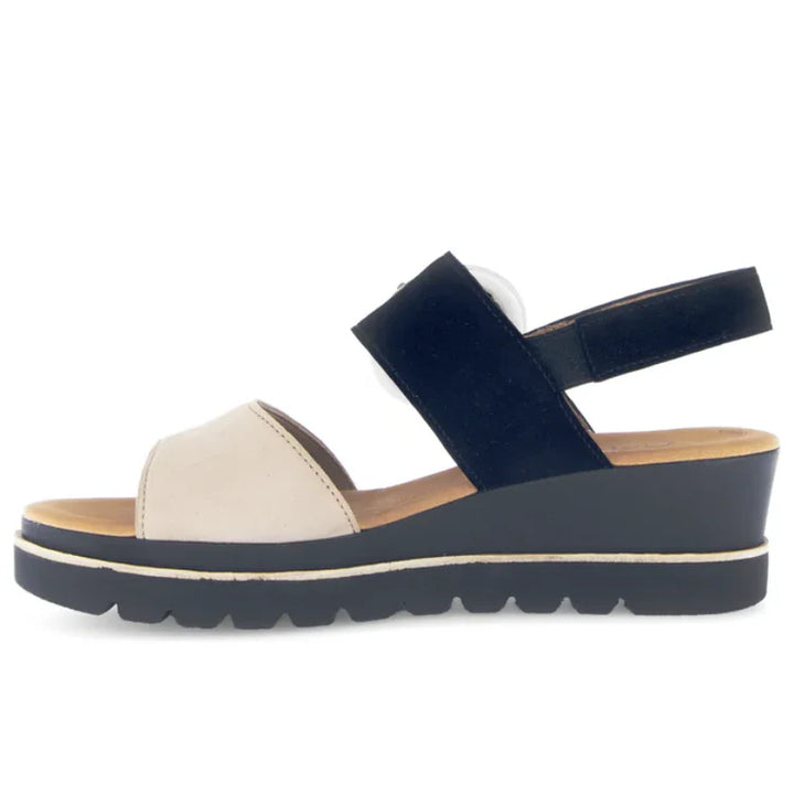 gabor ankle strap wedge sandal women's | caramel/schwarz