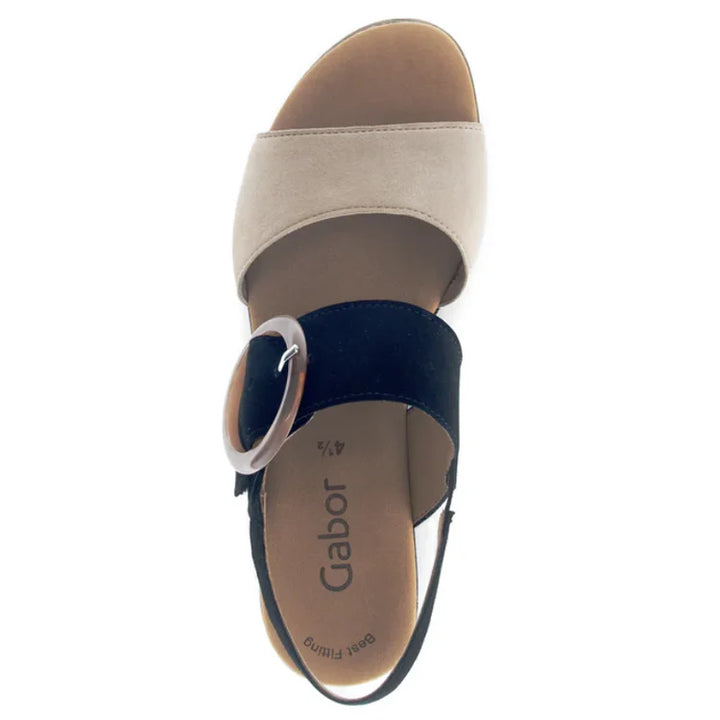 gabor ankle strap wedge sandal women's | caramel/schwarz