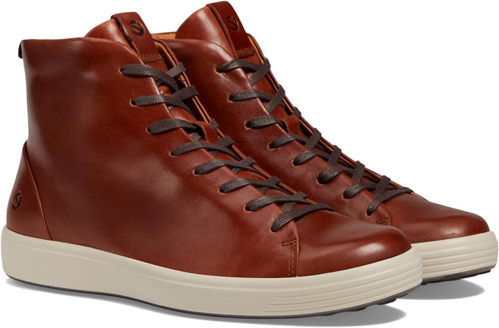 ecco soft 7 premier high top men's | cognac