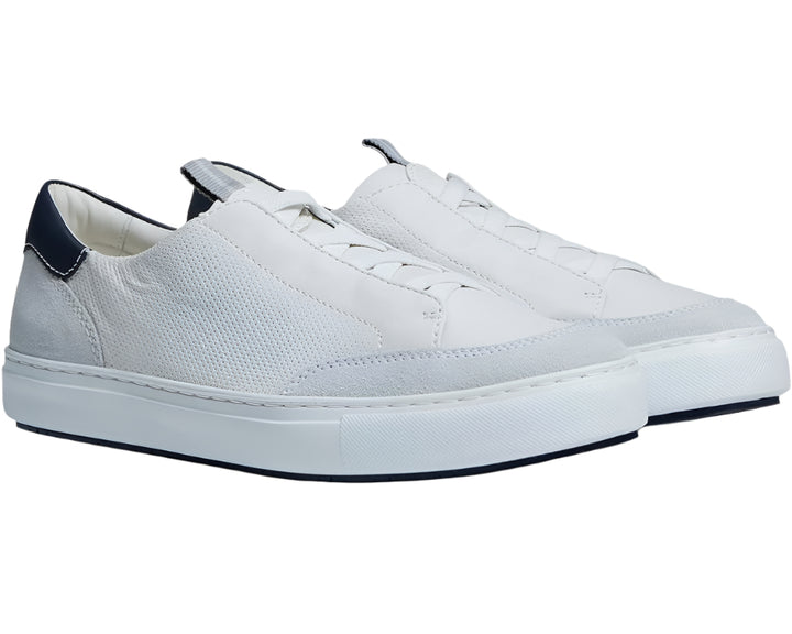johnston & murphy anson stretch lace to toe men's | white suede