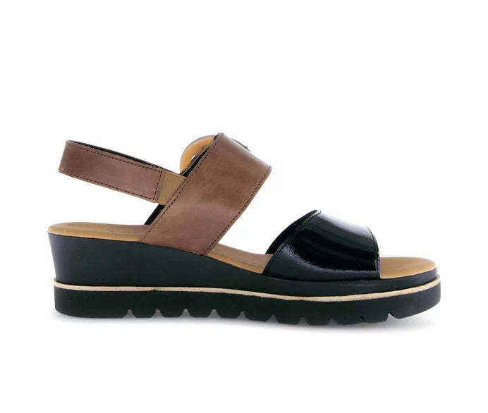 gabor wedge ankle strap women's | black/chocolate