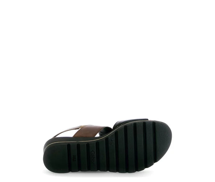 gabor wedge ankle strap women's | black/chocolate