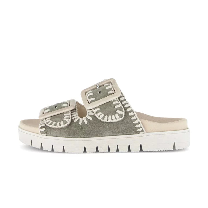 gabor two strap buckle sandal | olive
