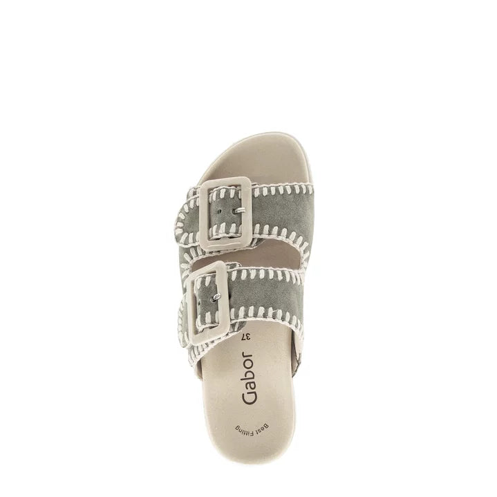 gabor two strap buckle sandal | olive