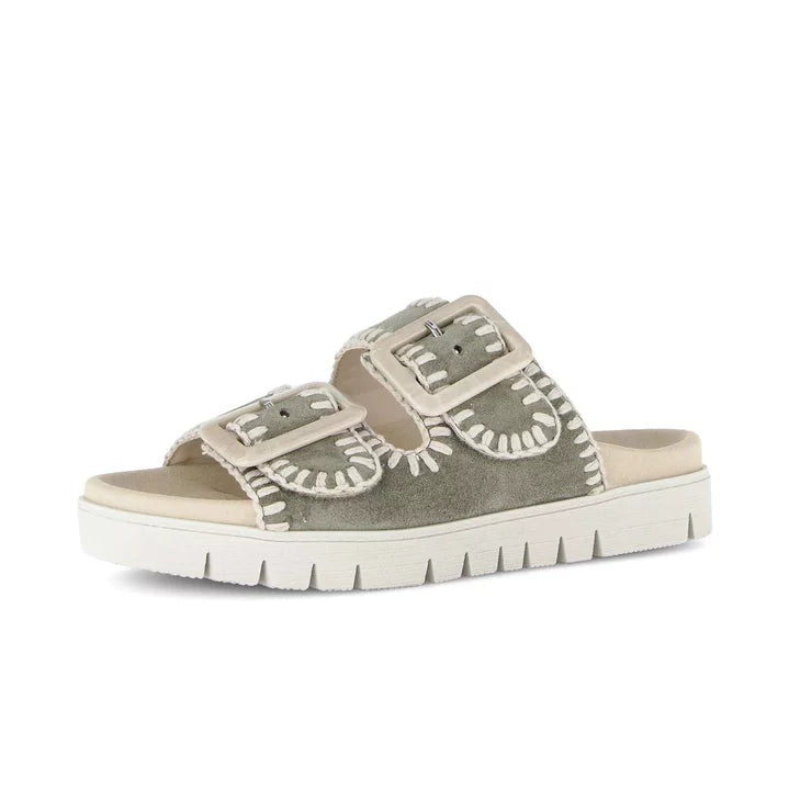 gabor two strap buckle sandal | olive