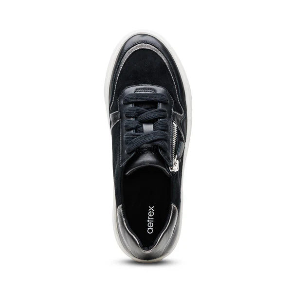 aetrex leigh arch support platform women's | black