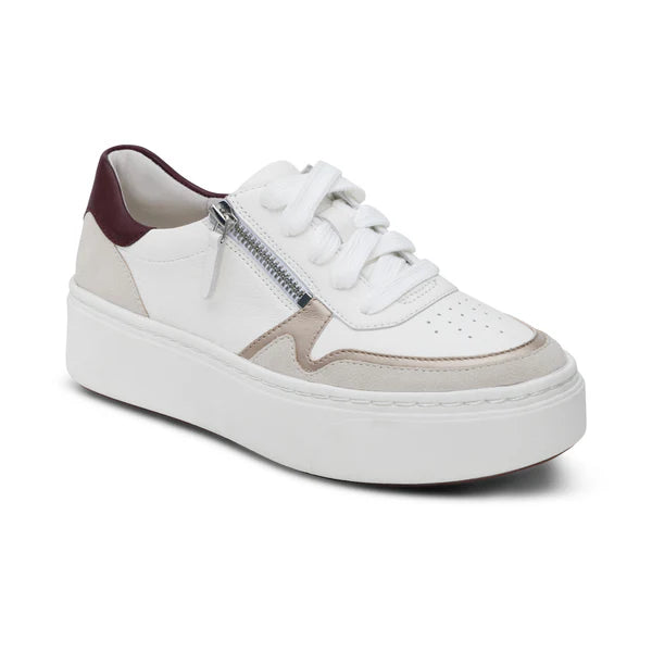 aetrex leigh arch support platform women's | white