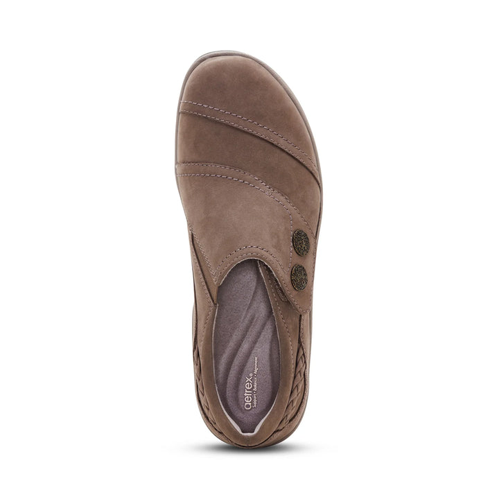 aetrex karina wide monk strap women's | warm grey