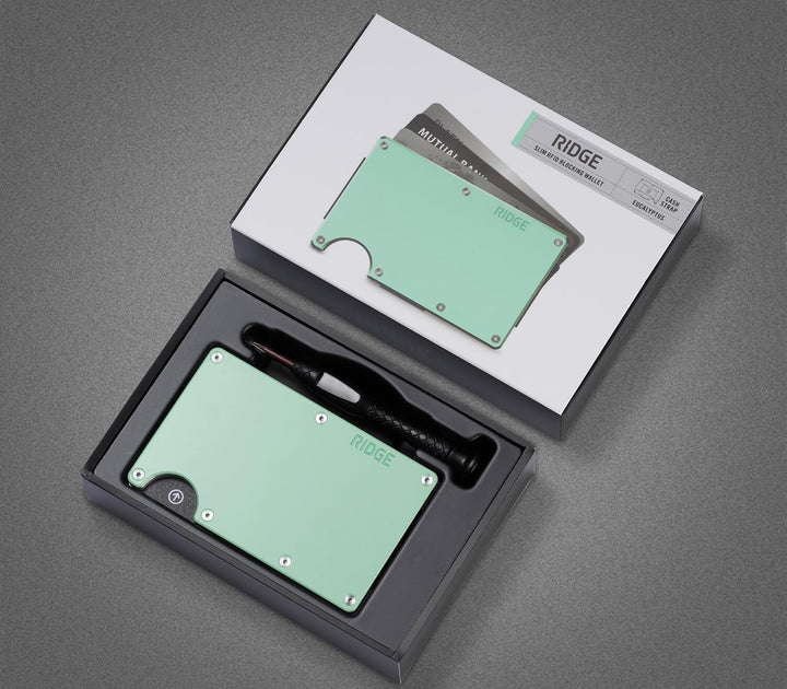 ridge wallet aluminum - money clip | eucalyptus