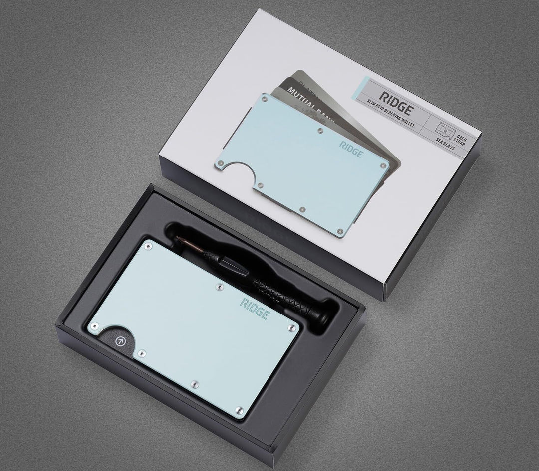 ridge wallet aluminum - money clip | sea glass