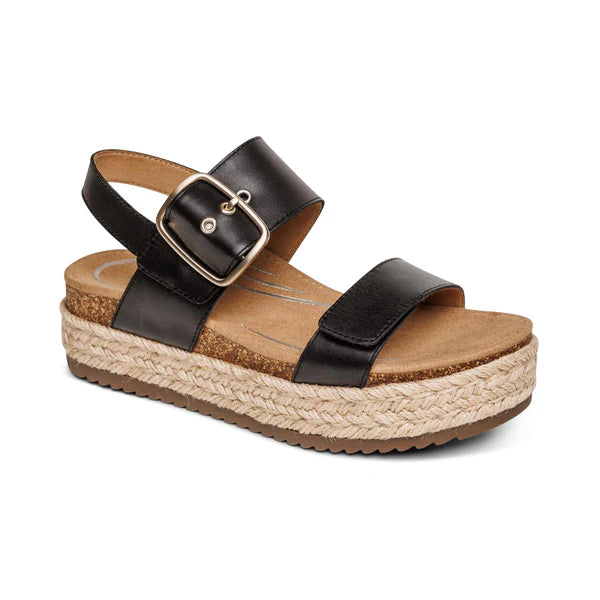 aetrex vania arch support platform women's | black