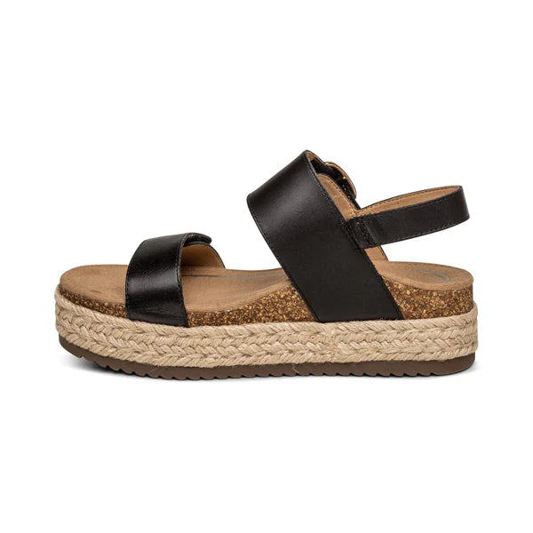 aetrex vania arch support platform women's | black
