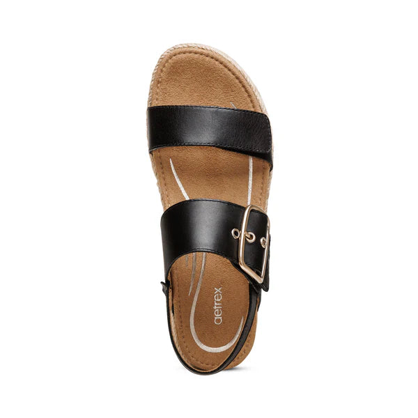 aetrex vania arch support platform women's | black