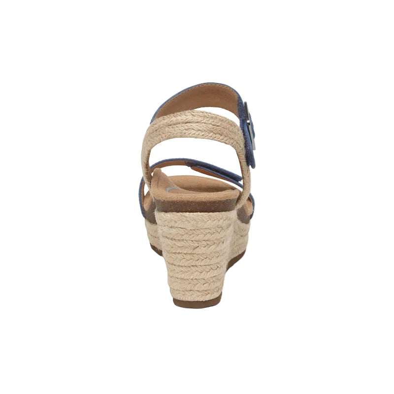 aetrex sydney quarter strap espadrille wedge women's | denim