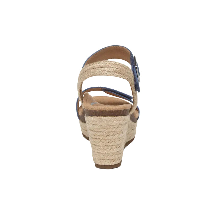 aetrex sydney quarter strap espadrille wedge women's | denim
