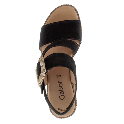 gabor cross strap wedge women's | black